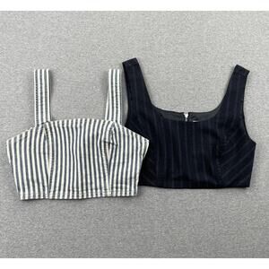 Zara & Avec Les Filles Cropped Tank Top Bundle Womens XS Striped Blue Black